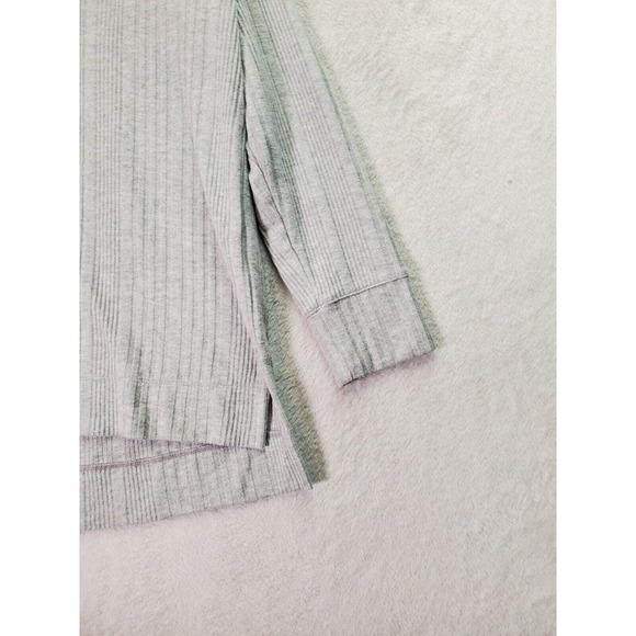 Andrew Marc Sweater Womens Medium Light Gray Knit Rayon Long Sleeve V Neck Slit - Picture 6 of 9